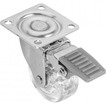 Колесо поворотное GTV KM-AH50MM-00, D-50мм, прозрачное со стопором, нагрузка 35кг (комплект 4 шт)